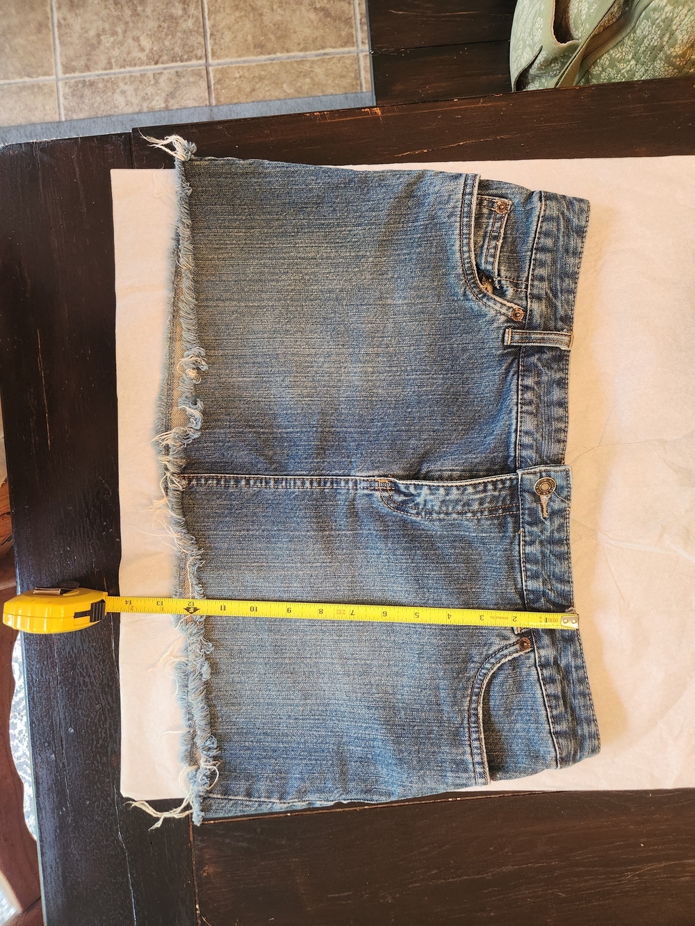 Denim Frayed Hem Mini Skirt - Blue